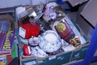 A box of various ceramics etc