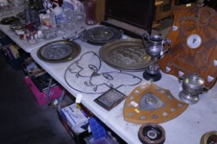 A collections of trophy cups and shields, plaques,