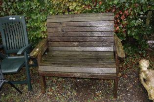 A wooden garden bench