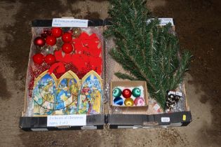 Two boxes of various Christmas items