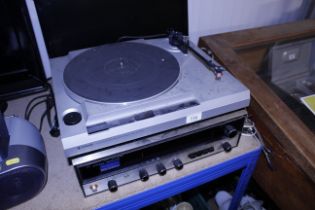 A Trio stereo receiver and a Trio automatic turntable sold as seen