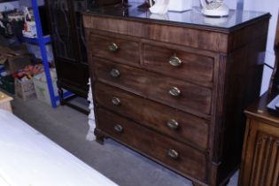 A Georgian mahogany chest of two short and three l