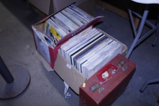 Two boxes and a case of various LP records