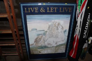 A metal pub sign for "Live and let live"