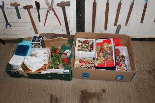 Two boxes of miscellaneous Christmas decorations e