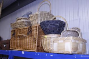 A collection of various wicker baskets