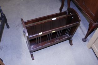 A mahogany two division magazine rack