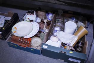 Two tray boxes of various mixed china and househol