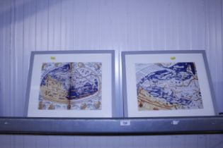 Two coloured map prints