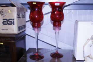 A large pair of ruby glass goblets