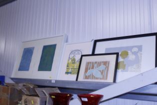 Four framed screen prints