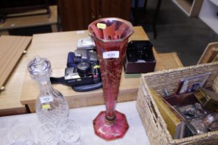 A 19th Century ruby and gilt glass vase (some dama