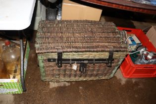 A ex MOD wicker trunk with steel lining