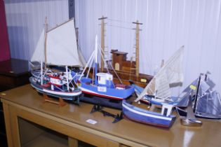 A collection of various model yachts and boats