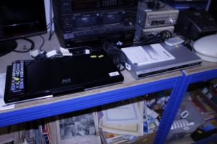 A Samsung Blue Ray disc player and a Bush disc pla