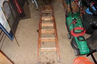 A set of wooden folding steps