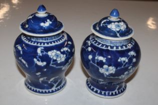 A pair of Chinese blue and white ginger jars and c