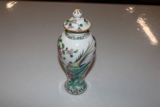 A Staffs porcelain floral decorated vase and cover