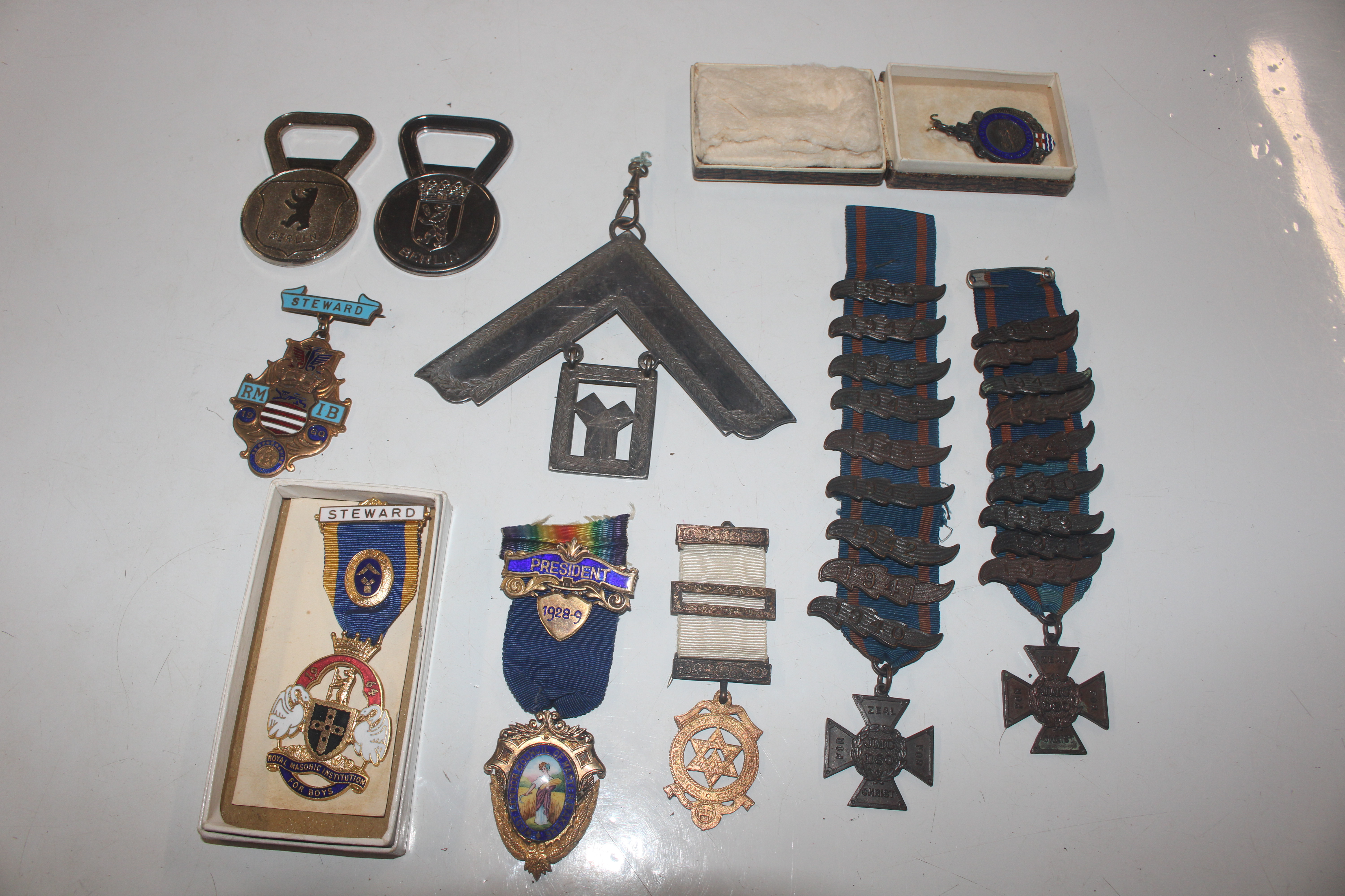 A collection of Masonic medals