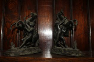 A pair of spelter Marley horses