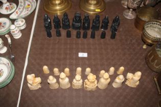 A plaster chess set