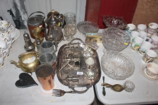 A quantity of various glass and metal ware to incl