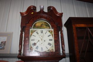 A 19th century mahogany long case clock having pai