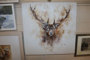 John Ryan, acrylic study on canvas of a stag