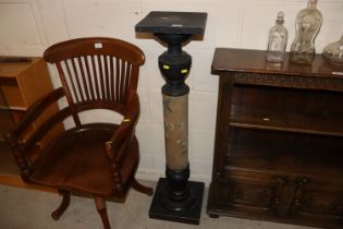 A floral and bird decorated wooden plinth