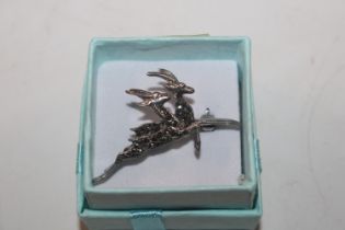 A vintage Sterling silver marcasite leaping gazell