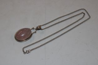 A large Hallmarked Sterling silver and rose quartz