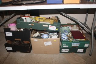 Six boxes of various sundry glass and china etc.