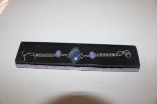 A 925 silver and hardstone set bracelet