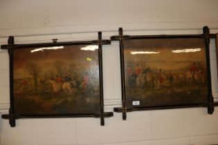 Two hunting prints containing in Oxford frames