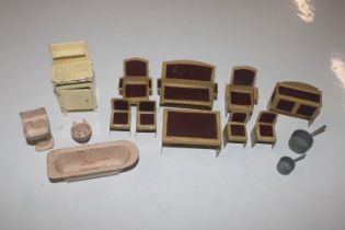 A box of doll's house furniture