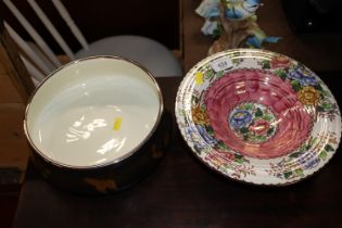 A Maling peony rose pedestal bowl together with a