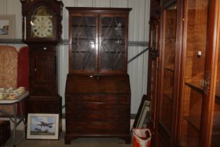 A Georgian mahogany bureau bookcase, approx. 100cm