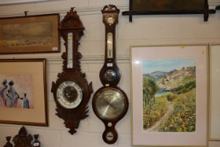 A Victorian cased banjo barometer