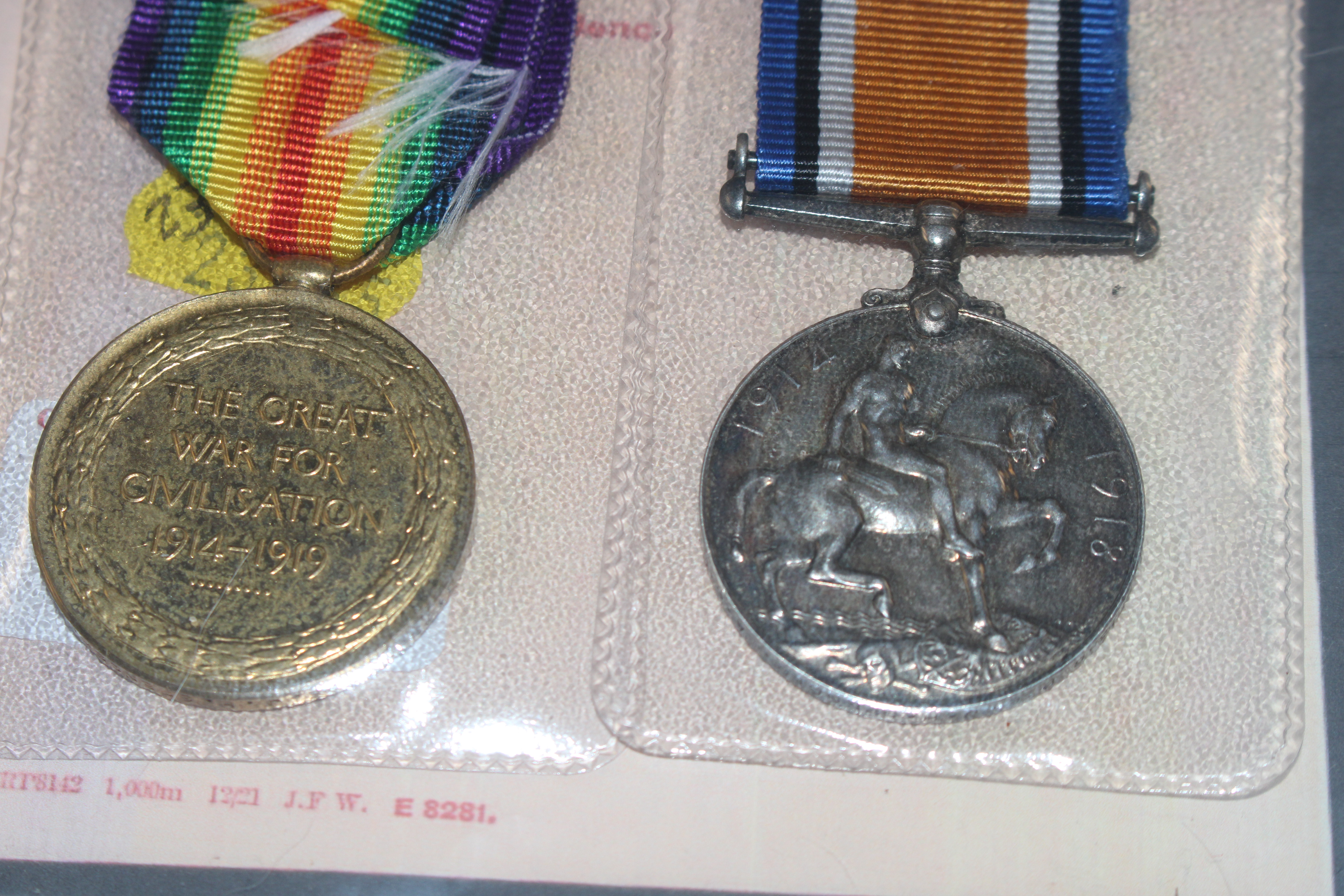 BWM and Victory medals to 7358 Pvt. J.H. Spencer A - Image 3 of 9