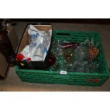A box of various cut glass and other glassware