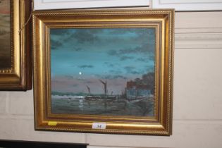 Ken Curtis, acrylic study "Pin Mill By Moonlight"