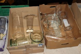 Two boxes of glass vases