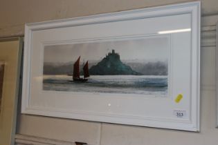 Judy Trevorrow, framed and glazed print "Red Sails