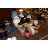 A quantity of various Studio pottery and other vas