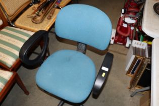 A swivel office chair