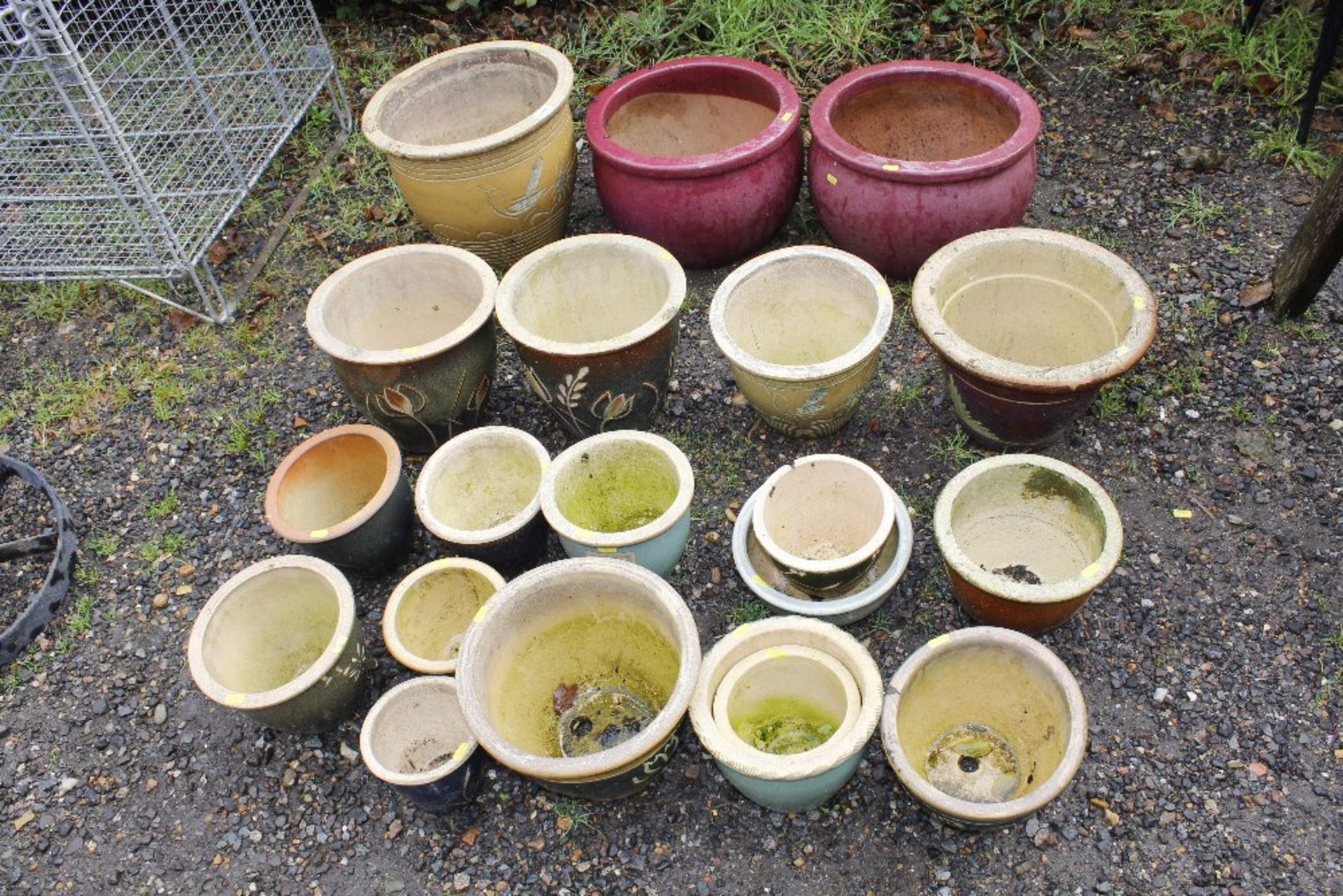 A collection of garden flowerpots