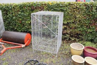 A galvanised metal cage