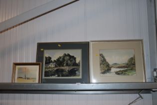 Frank Parsons, watercolour study of a river scene; H. Green, watercolour study of a coastal scene;