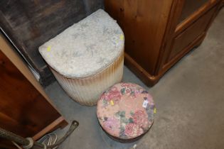 A fabric covered hat box and a loom linen box