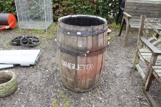 A Singleton distillery barrel